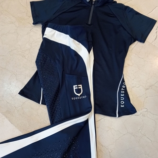 Polo mujer EQUESTRO color azul marino/blanco manga corta TALLA M - Imagen 2